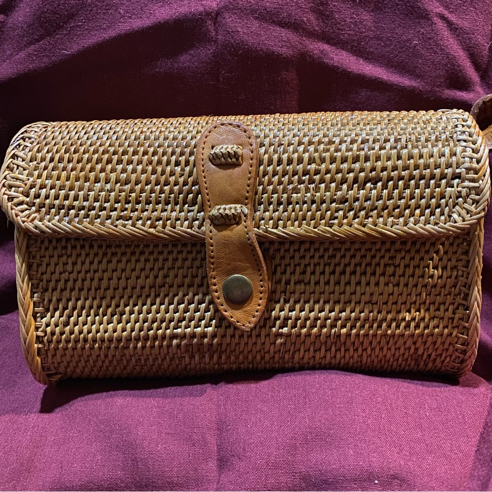 Brown Woven Clutch Bag
